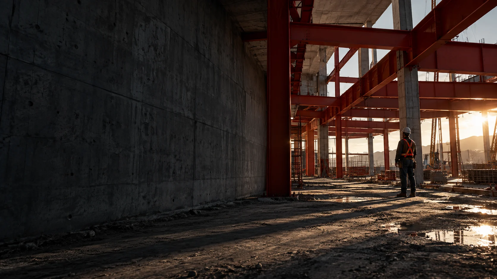 Estructura de concreto y acero en construcción
